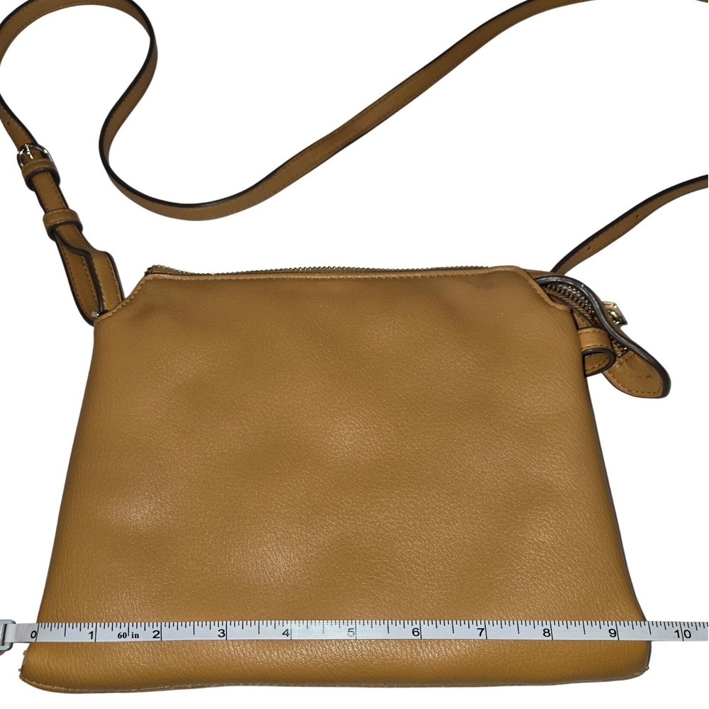 A New Day Tan Faux Leather Crossbody Bag Small Zip Organizer Camel - Picture 5 of 11